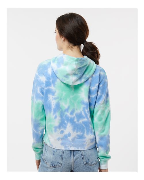 Women's Crop Hooded Sweatshirt - Lagoon Tie Dye