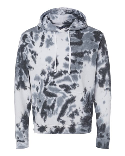 Men's Tie-Dyed Fleece Hooded Sweatshirt - Black Tie Dye