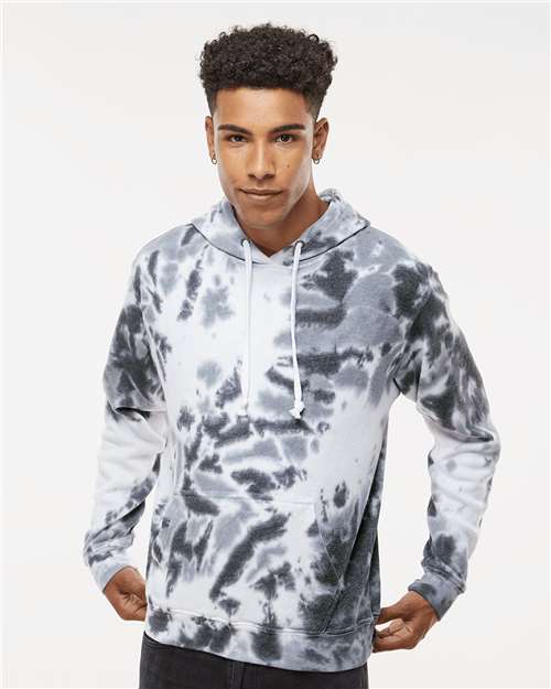 Men's Tie-Dyed Fleece Hooded Sweatshirt - Black Tie Dye