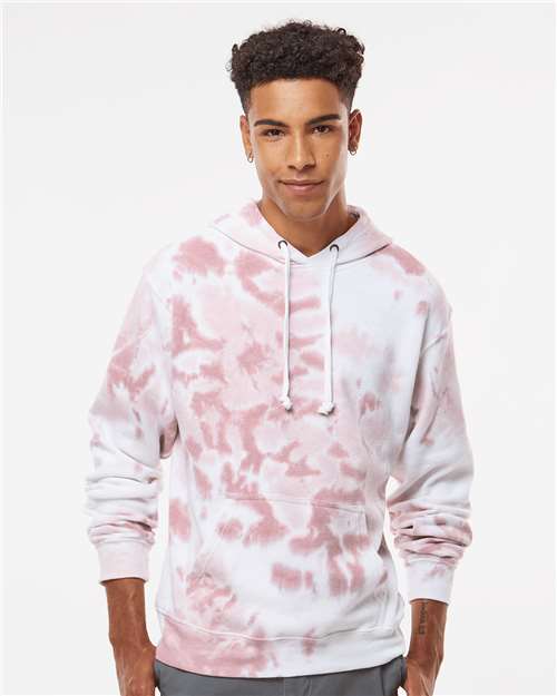 Men's Tie-Dyed Fleece Hooded Sweatshirt - Dusty Rose Tie Dye