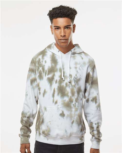 Men's Tie-Dyed Fleece Hooded Sweatshirt - Olive Tie Dye