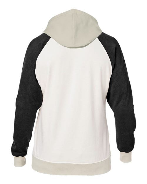 Unisex Vintage Tricolor Hooded Sweatshirt - Antique White/ Black