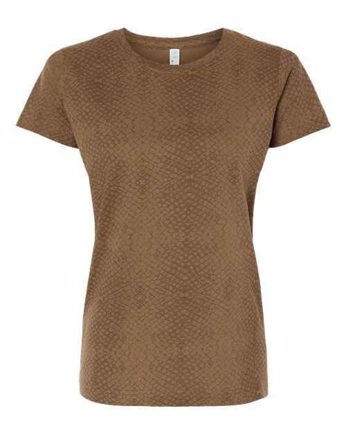 Women's Fine Jersey Tee - Brown Reptile
