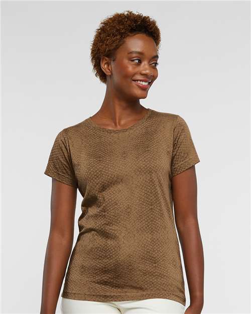 Women's Fine Jersey Tee - Brown Reptile