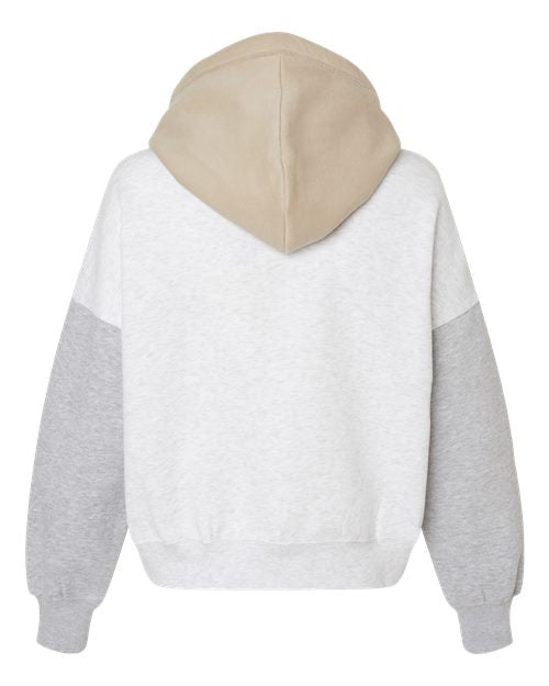 Women's Sueded Fleece Colorblocked Crop Hooded Sweatshirt - Heather
