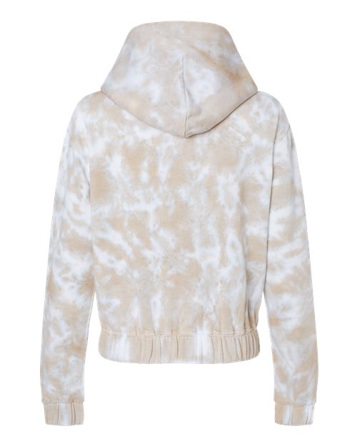Women's Sueded Fleece Tie-Dyed Crop Hooded Sweatshirt - Atmosphere