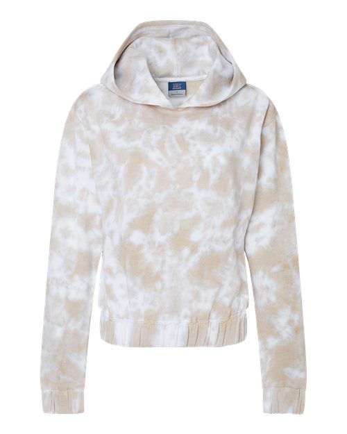 Women's Sueded Fleece Tie-Dyed Crop Hooded Sweatshirt - Atmosphere