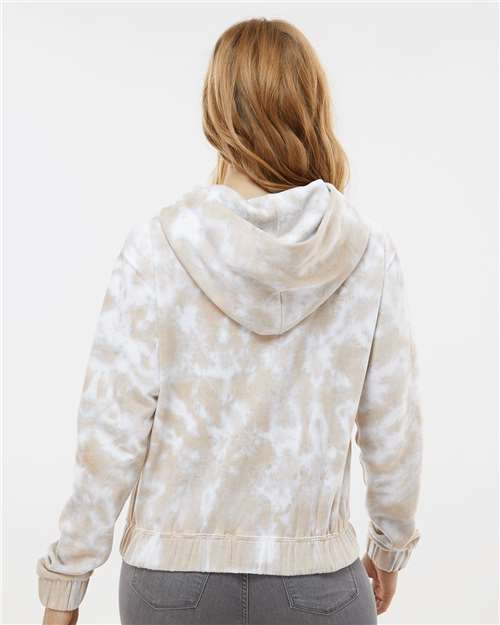 Women's Sueded Fleece Tie-Dyed Crop Hooded Sweatshirt - Atmosphere