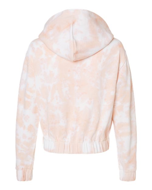 Women's Sueded Fleece Tie-Dyed Crop Hooded Sweatshirt - Cameo Pink