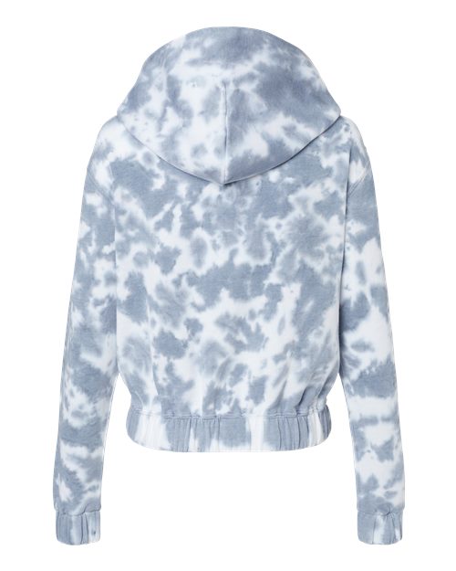 Women's Sueded Fleece Tie-Dyed Crop Hooded Sweatshirt - Stonewash