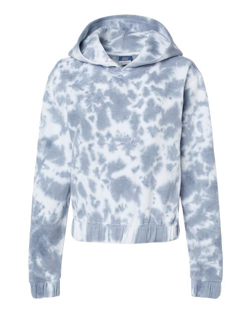 Women's Sueded Fleece Tie-Dyed Crop Hooded Sweatshirt - Stonewash