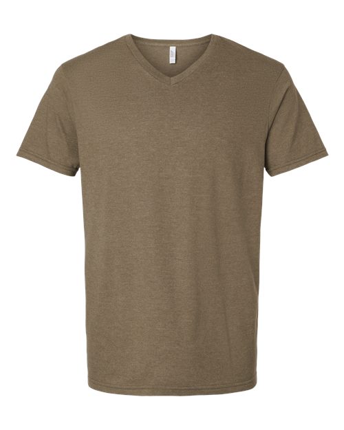 Unisex CVC V-Neck Tee - Heather Army