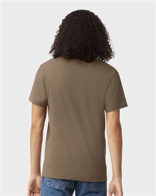Unisex CVC V-Neck Tee - Heather Army