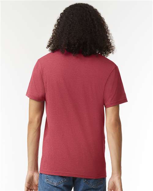 Unisex CVC V-Neck Tee - Heather Cardinal
