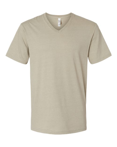 Unisex CVC V-Neck Tee - Heather Khaki