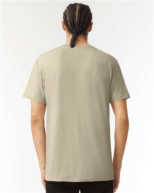Unisex CVC V-Neck Tee - Heather Khaki