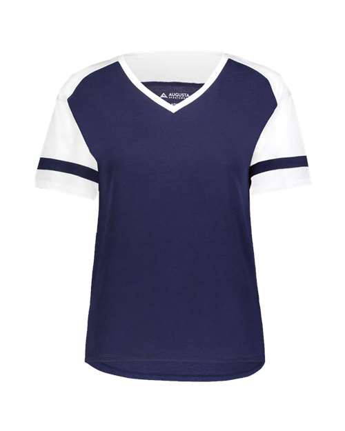 Women's Triblend Fanatic 2.0 V-Neck T-Shirt - Navy/ White