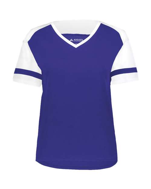 Women's Triblend Fanatic 2.0 V-Neck T-Shirt - Purple/ White