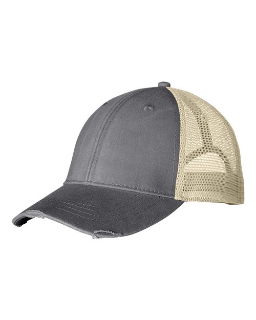 Ollie Distressed Trucker Cap - Charcoal/ Tan