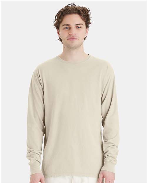 Unisex Garment-Dyed Long Sleeve T-Shirt - Parchment