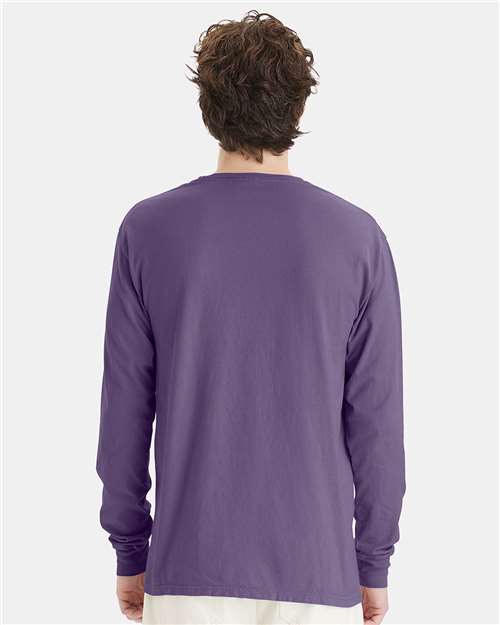 Unisex Garment-Dyed Long Sleeve T-Shirt - Grape Soda