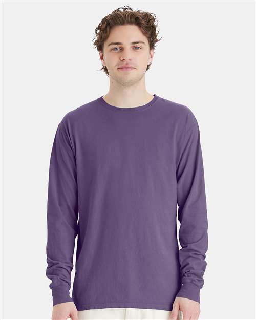 Unisex Garment-Dyed Long Sleeve T-Shirt - Grape Soda