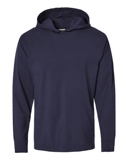 Unisex Garment-Dyed Jersey Hooded Long Sleeve T-Shirt - Anchor Slate