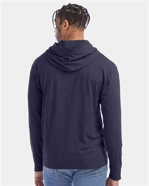 Unisex Garment-Dyed Jersey Hooded Long Sleeve T-Shirt - Anchor Slate