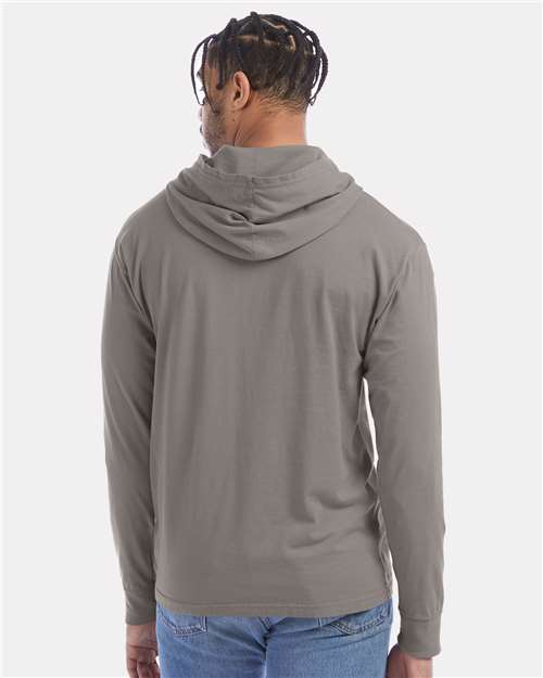 Unisex Garment-Dyed Jersey Hooded Long Sleeve T-Shirt - Concrete Grey
