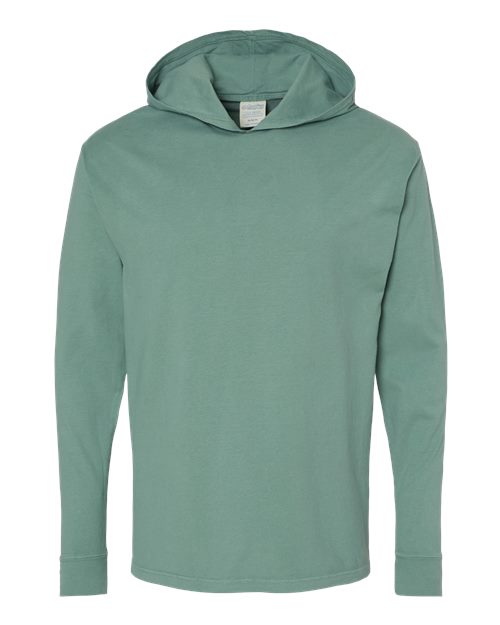 Unisex Garment-Dyed Jersey Hooded Long Sleeve T-Shirt - Cypress Green