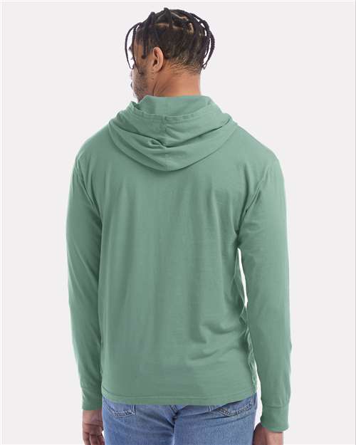 Unisex Garment-Dyed Jersey Hooded Long Sleeve T-Shirt - Cypress Green