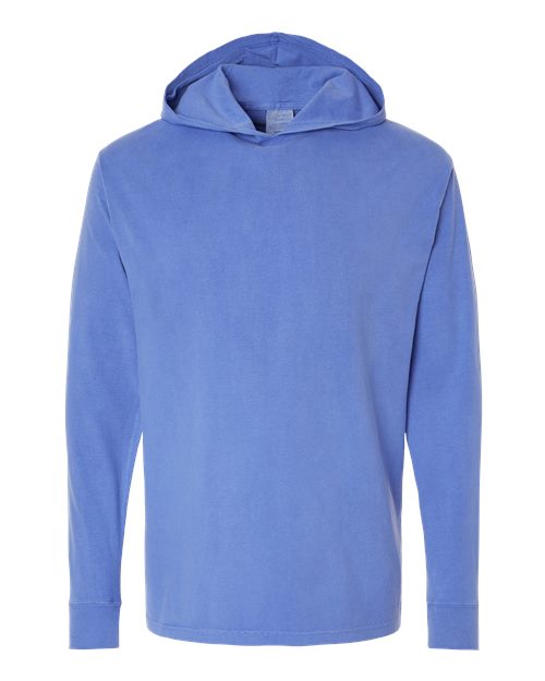 Unisex Garment-Dyed Jersey Hooded Long Sleeve T-Shirt - Deep Forte Blue