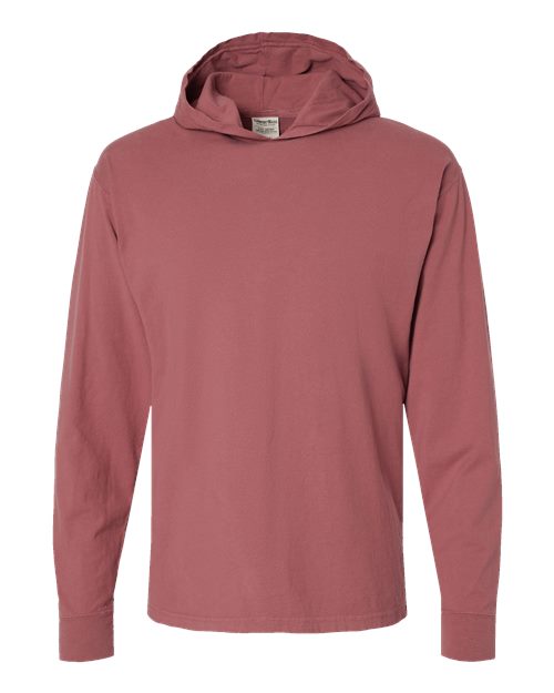Unisex Garment-Dyed Jersey Hooded Long Sleeve T-Shirt - Nantucket Red