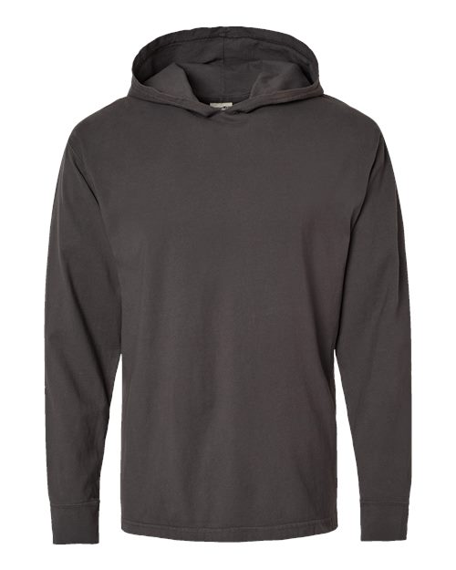 Unisex Garment-Dyed Jersey Hooded Long Sleeve T-Shirt - New Railroad Grey