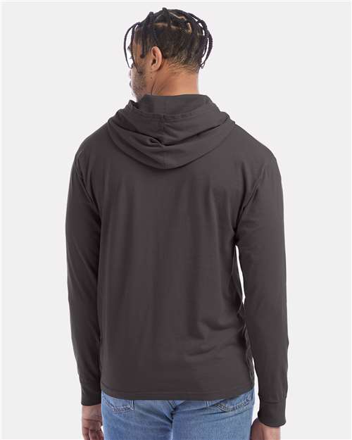 Unisex Garment-Dyed Jersey Hooded Long Sleeve T-Shirt - New Railroad Grey