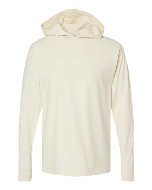Unisex Garment-Dyed Jersey Hooded Long Sleeve T-Shirt - Parchment