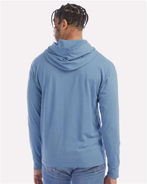 Unisex Garment-Dyed Jersey Hooded Long Sleeve T-Shirt - Saltwater