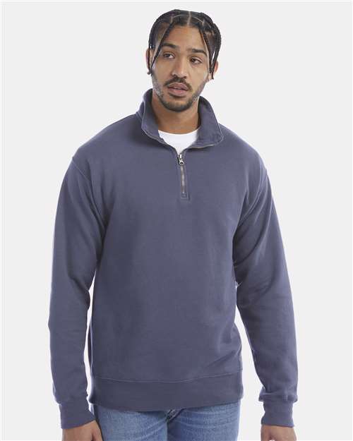 Unisex Garment-Dyed Quarter-Zip Sweatshirt - Anchor Slate