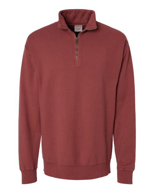 Unisex Garment-Dyed Quarter-Zip Sweatshirt - Cayenne