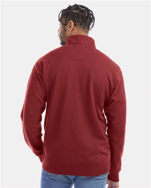 Unisex Garment-Dyed Quarter-Zip Sweatshirt - Cayenne