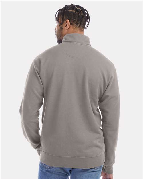Unisex Garment-Dyed Quarter-Zip Sweatshirt - Concrete Grey
