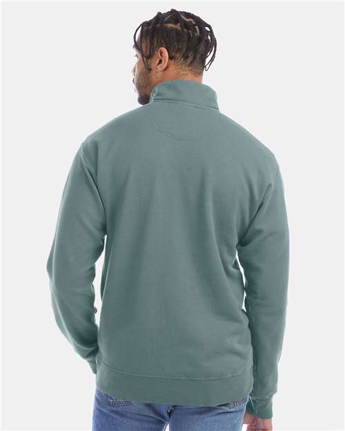 Unisex Garment-Dyed Quarter-Zip Sweatshirt - Cypress Green
