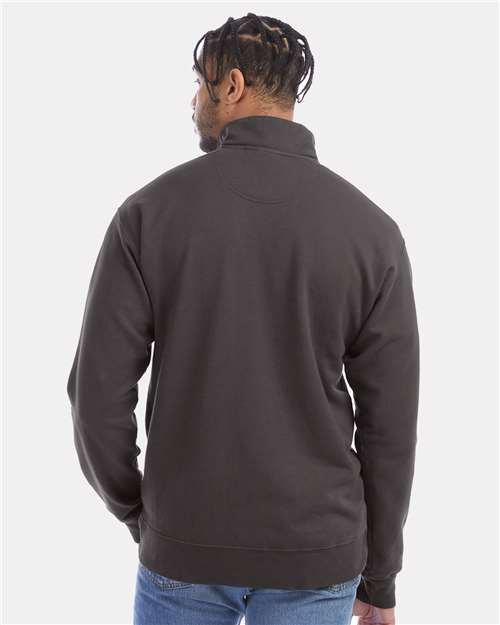 Unisex Garment-Dyed Quarter-Zip Sweatshirt - New Railroad Grey