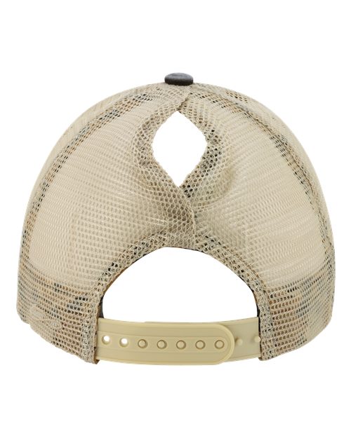 Women's Washed Mesh-Back Cap - Black/ Leopard