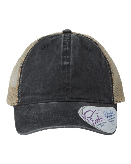 Women's Washed Mesh-Back Cap - Black/ Leopard