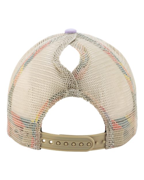 Women's Washed Mesh-Back Cap - Lavender/ Stripes