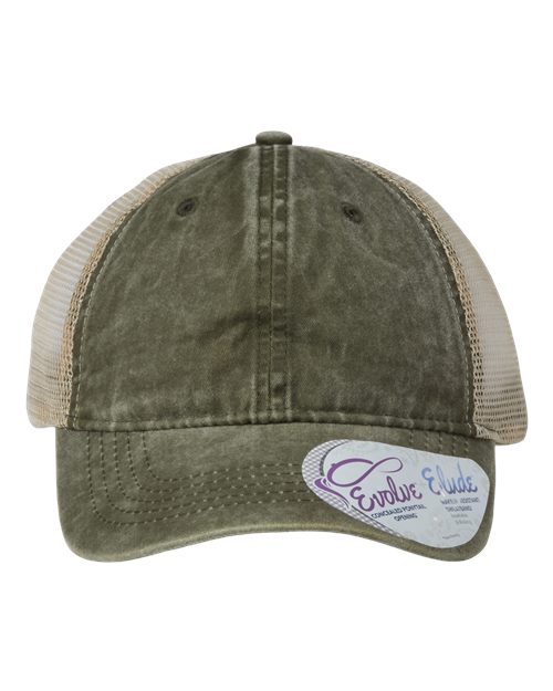 Women's Washed Mesh-Back Cap - Olive/ Camo