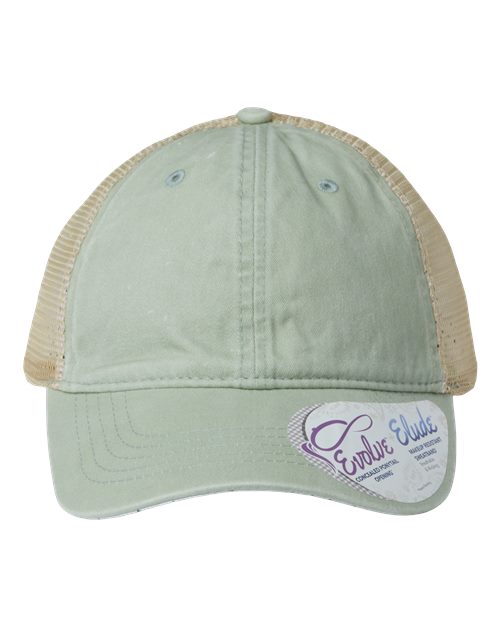 Women's Washed Mesh-Back Cap - Sage/ Polka Dots