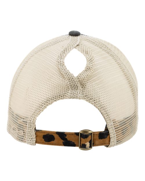 Women's Printed Bill with Mesh Back Cap - Black/ Leopard/ Khaki