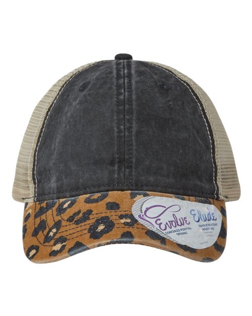 Women's Printed Bill with Mesh Back Cap - Black/ Leopard/ Khaki